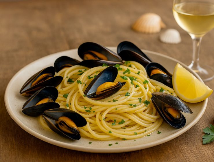 Spaghetti cozze in bianco