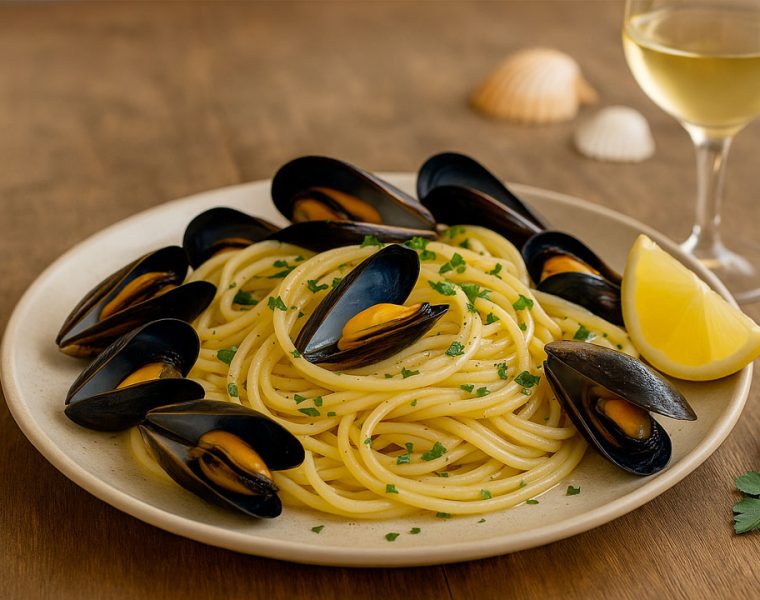 Spaghetti cozze in bianco