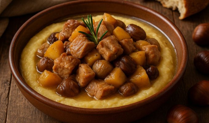 Spezzatino maiale mele castagne