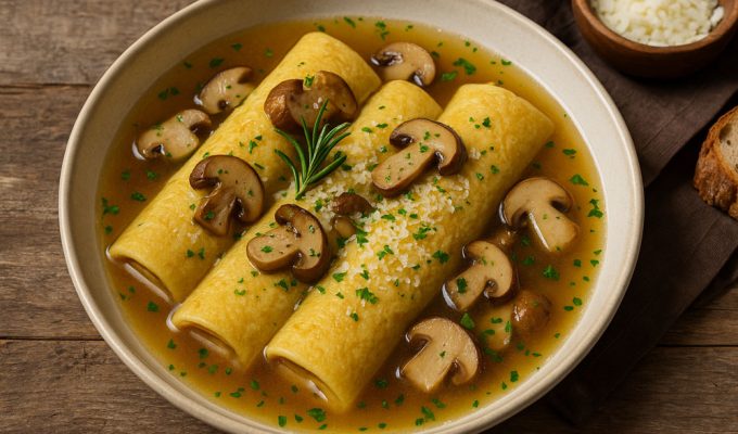Scrippelle 'mbusse ai funghi porcini
