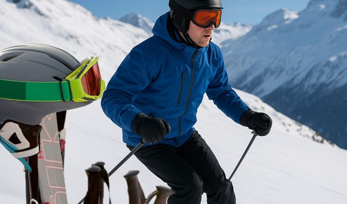Casco sulle piste italiane di Sci