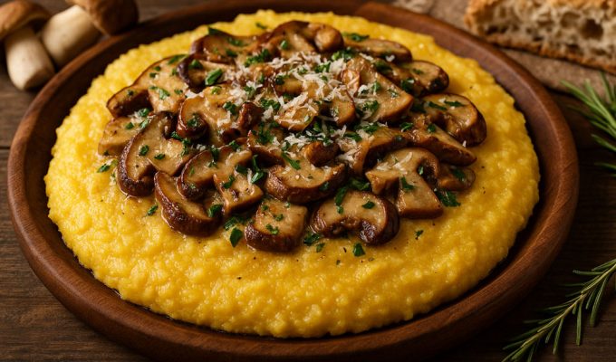 Polenta funghi e pecorino