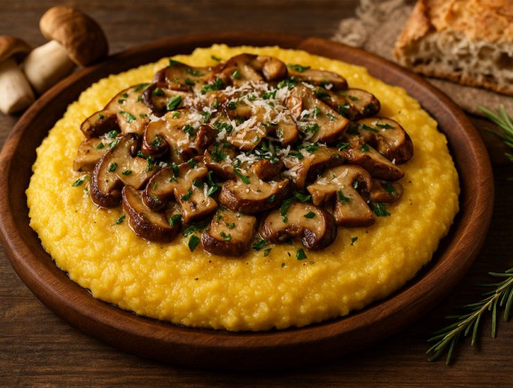 Polenta funghi e pecorino