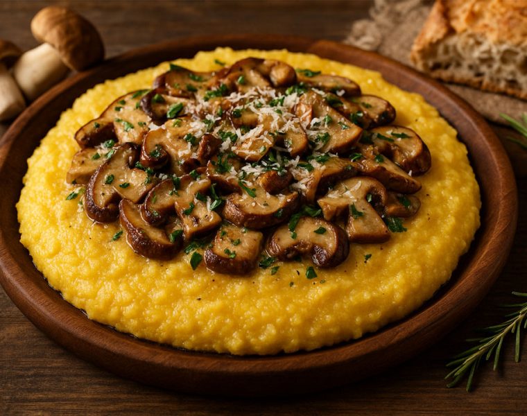 Polenta funghi e pecorino