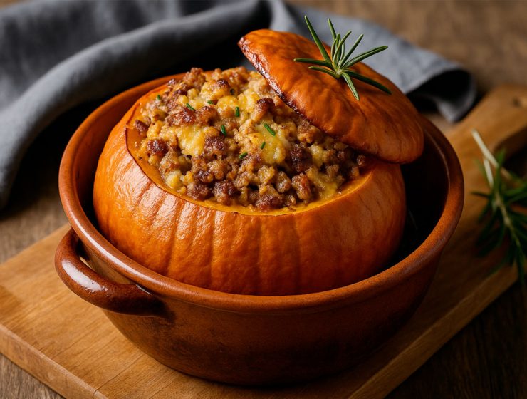 Zucca ripiena contadina Abruzzo ricetta tradizionale con ripieno rustico