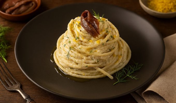 Pasta con baccalà mantecato