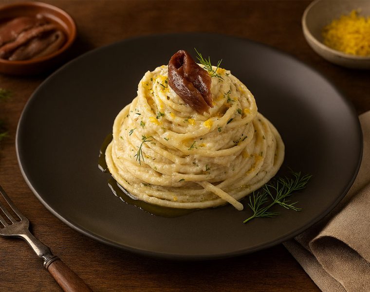 Pasta con baccalà mantecato