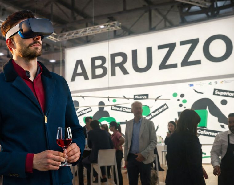 Abruzzo Virtual Tour al Vinitaly con visore realtà virtuale e degustazione vino