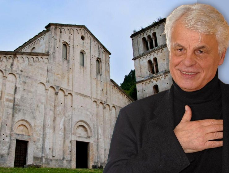 Film Rai Celestino V in Abruzzo con Michele Placido davanti all’Abbazia di San Liberatore