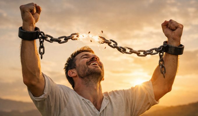 uomo che spezza catene simbolo libertà interiore Avezzano