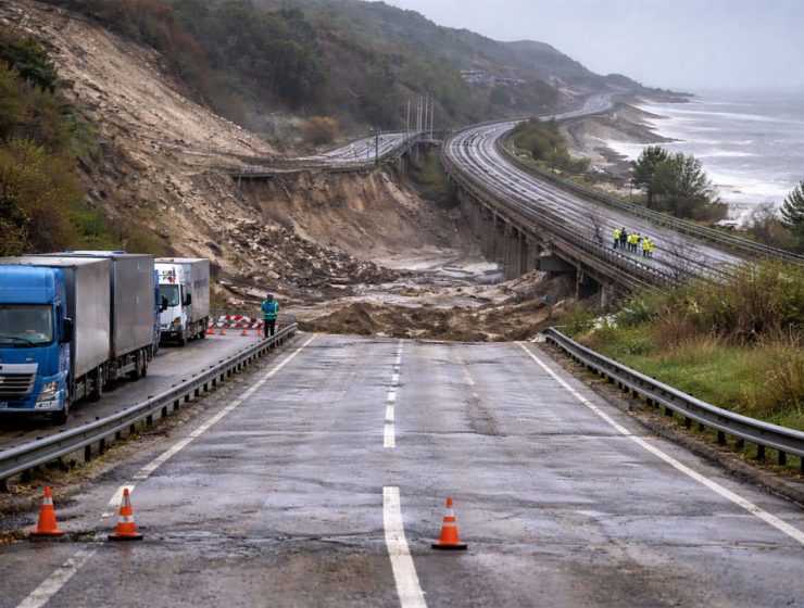 Emergenza viabilità Abruzzo Molise con frana e strada interrotta