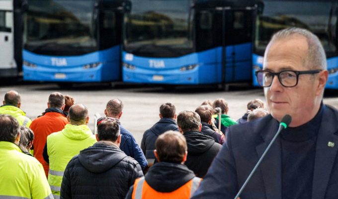 Sub concessioni trasporto TUA: lavoratori in protesta davanti ai bus e intervento politico