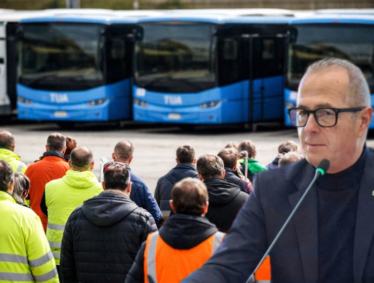 Sub concessioni trasporto TUA: lavoratori in protesta davanti ai bus e intervento politico