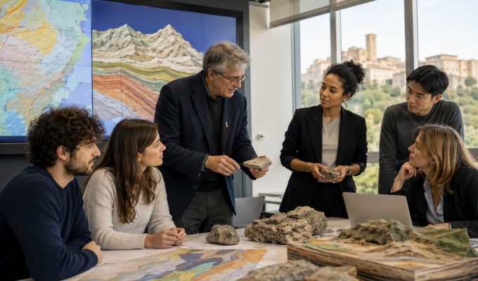 Progetto CASTES a Chieti, incontro accademico con docenti e studenti tra mappe geologiche e campioni di roccia