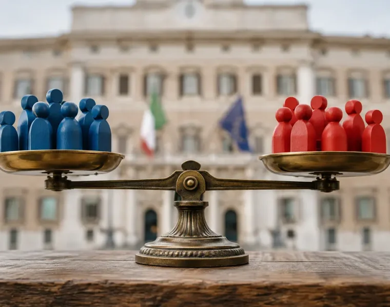 Equilibrio tra centrodestra e opposizioni nei sondaggi politici italiani 2026