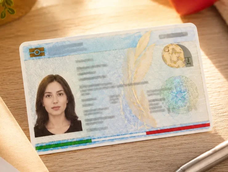 Carta d’identità elettronica su scrivania, simbolo della donazione organi in Comune.