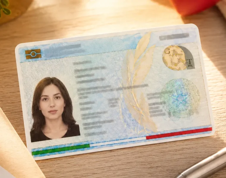Carta d’identità elettronica su scrivania, simbolo della donazione organi in Comune.