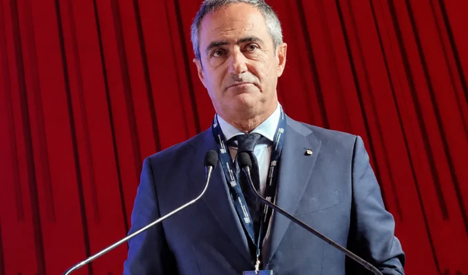 Confindustria Abruzzo all’Aquila, Ezio Rainaldi durante un intervento pubblico al convegno